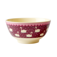 Swan Print Melamine Bowl In Bordeaux By Rice DK